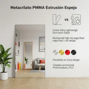 Metacrilato PMMA Extrusión Espejo | Ligero, Resistente y Colorido